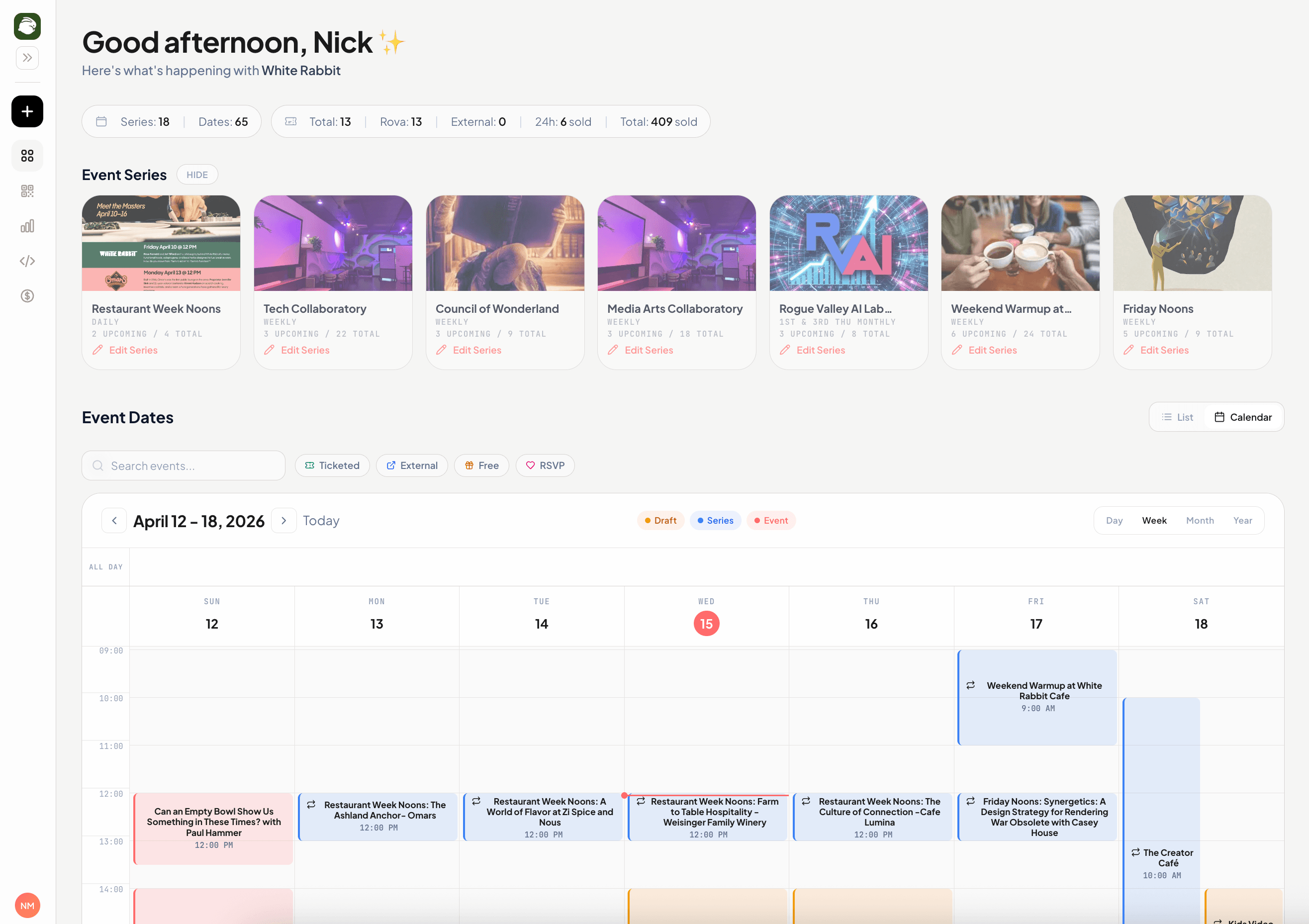 Rova organization dashboard